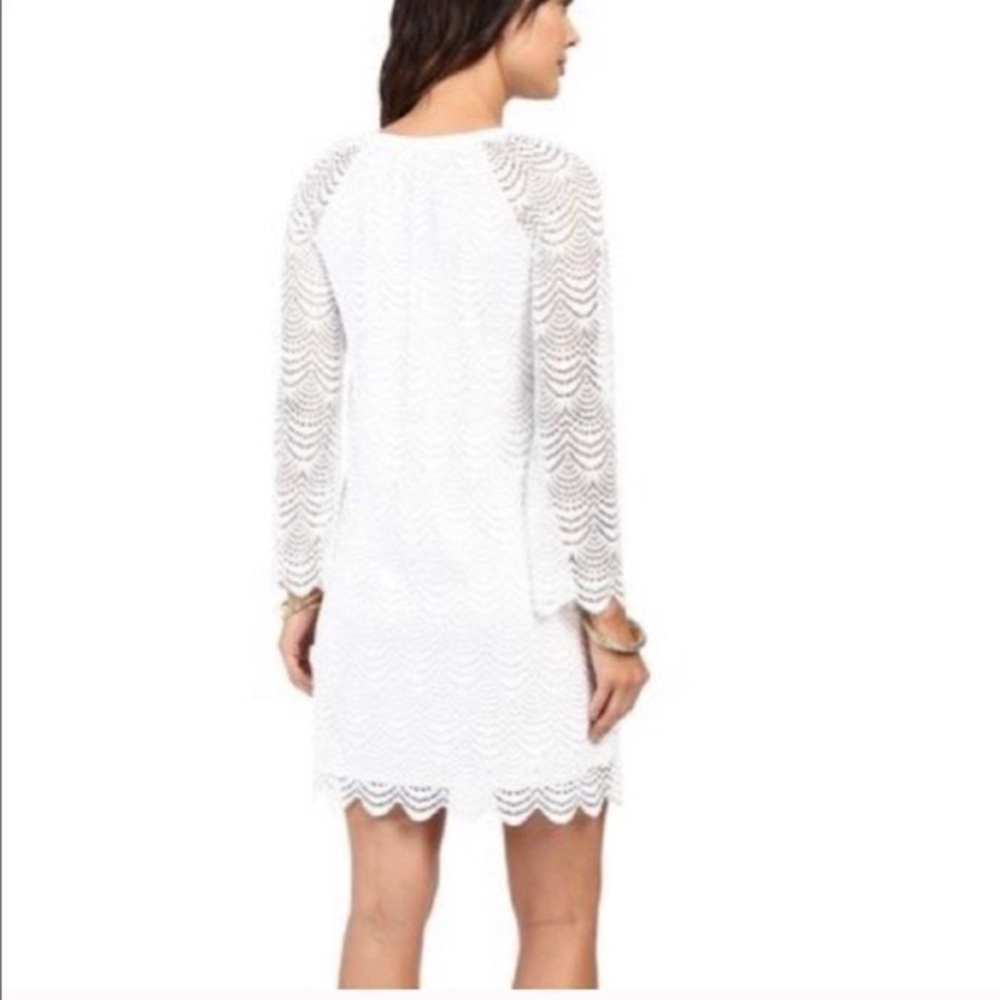 LILLY Pulitzer Sea Isle White Scallop Lace Bell Sleeve Shift Dress - Picture 3 of 16